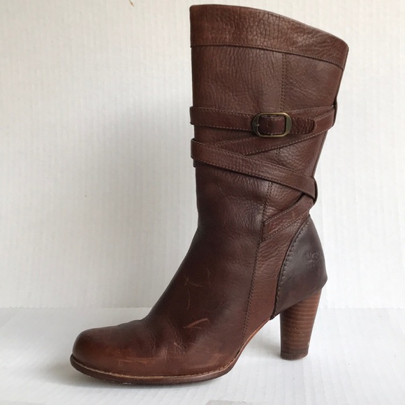 UGG Caroline Mid-Calf Leather Boots 7.5M